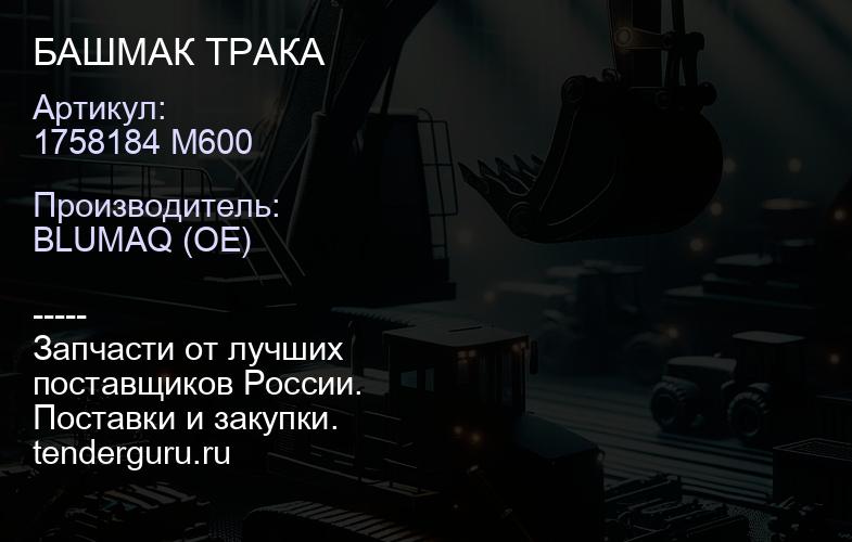 1758184 M600 БАШМАК ТРАКА | купить запчасти
